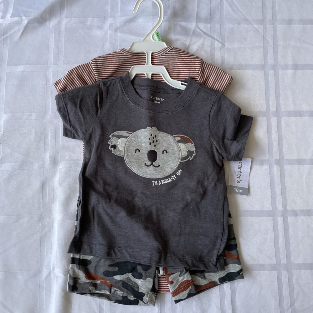 BNWT Carter's Infant Boy's 3-Piece Koala Little Short Set, 18 Months - Picture 2 of 4